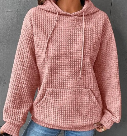 Soft Cozy Women’s Hoodie Jumper - Waffle Knit Layering