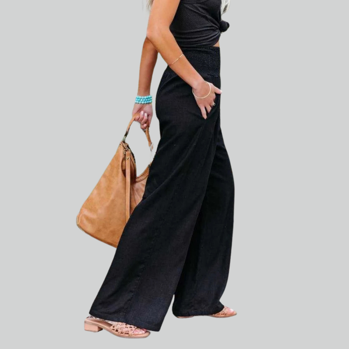Elegant Retro Baggy Trousers for Women - Loose High Waist Vintage Linen Wide Leg Trousers