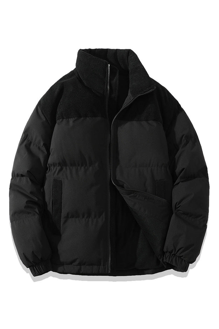 Insulating Unisex Puffer Coat - Stand Collar, Cotton