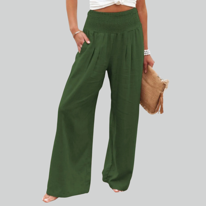 Elegant Retro Baggy Trousers for Women - Loose High Waist Vintage Linen Wide Leg Trousers