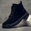 Supportive Men's High-Top Boots - Lace-Up, PU Suede, Winter
