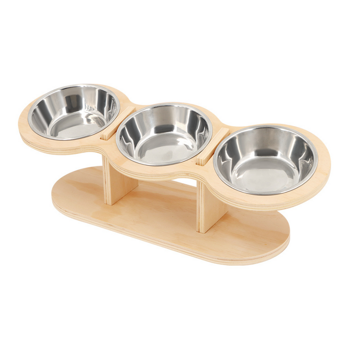 Elevated Dog Bowls With Wooden Stand Stainless Steel Dual Bowls Vet Recommended Fall 2025 Gift