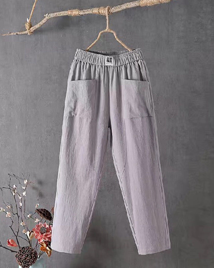 Loose-Fitting White Linen Trousers for Women, Breathable Flax Trousers for All Occasions, Comfortable and Stylish