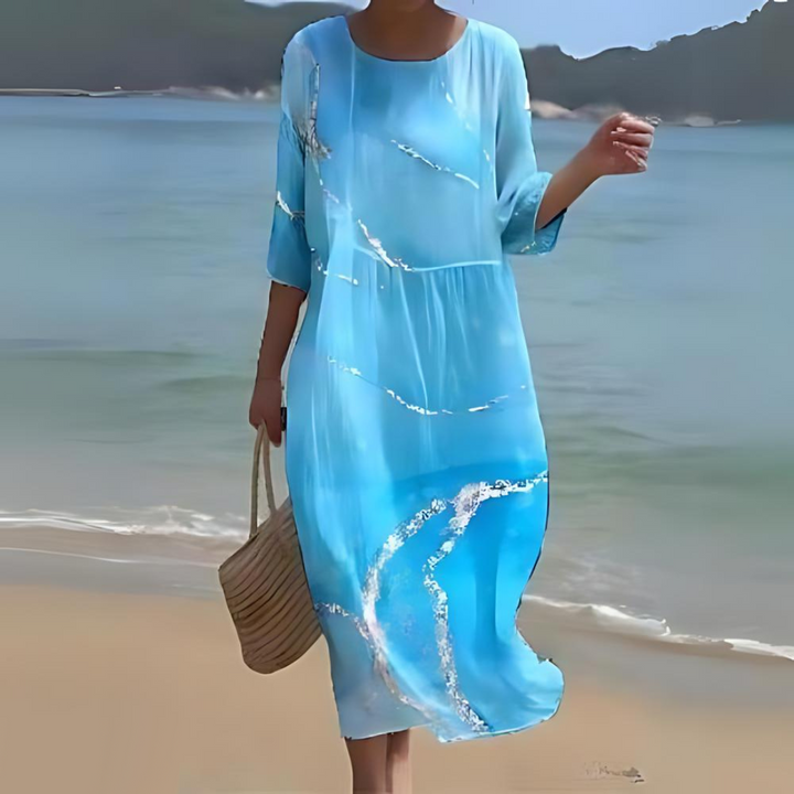 Elegant Floral Print Summer Dress for Women - Comfortable Fit Wedding Guest or Cocktail Dress