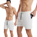 Lightweight men's shorts – relaxed fit, drawstring, elastic waistband, solid, for sports and leisure
