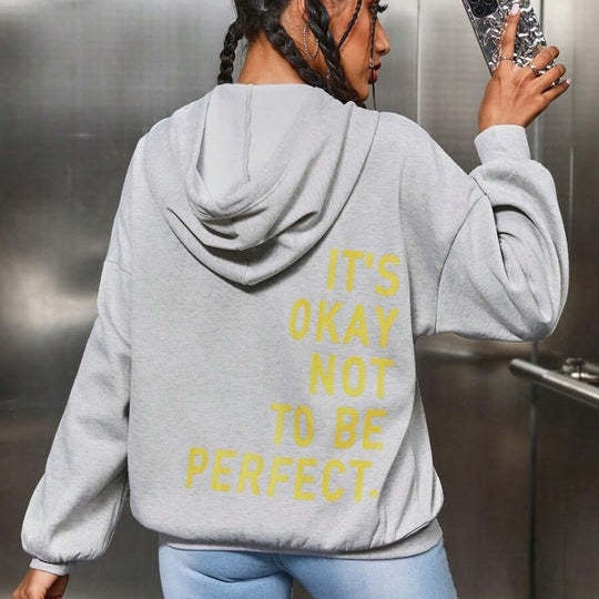 Oversized Women’s Hoodie - Relaxed Back Slogan Cotton Blend