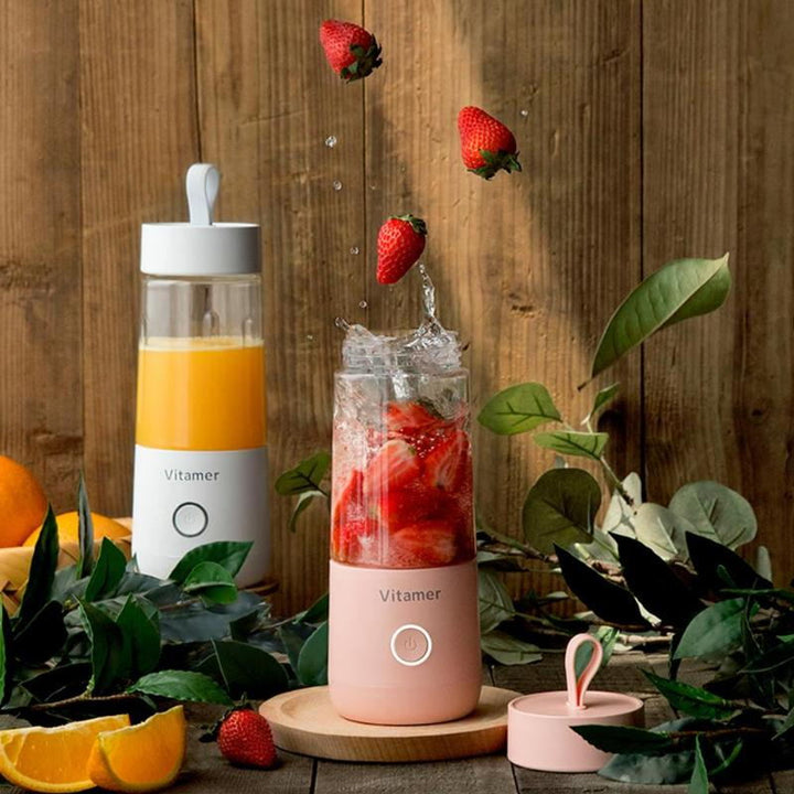 Portable rechargeable blender bottle in pink