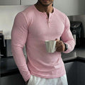 Soft fitted men's long-sleeve t-shirt - Henley, nylon, for sporty-casual everyday wear