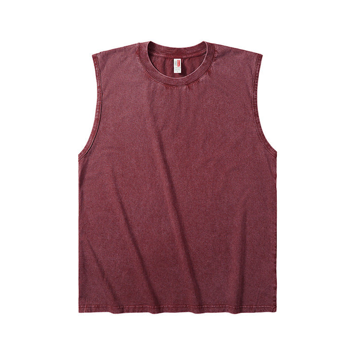 Lightweight Men's Sleeveless Vest - Washed Batik Cotton, Casual Daily Wear, All-Season