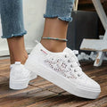 Chic Lace Trainers for Women, Breathable and Comfortable Design in Black and White, Padded Interior for All-Day Support