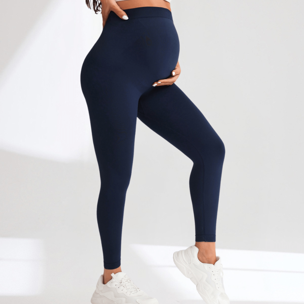 Comfortable Maternity Leggings with Supportive Stretch Belt for Pregnancy and Postpartum, Full-Length Yoga Trousers