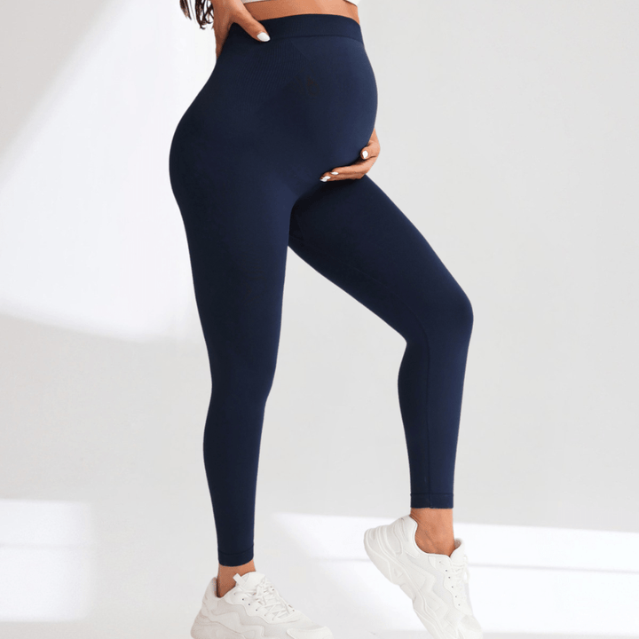 Comfortable Maternity Leggings with Supportive Stretch Belt for Pregnancy and Postpartum, Full-Length Yoga Trousers