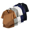 Fitted men's polo shirt - slim-fit short-sleeve ribbed knit polo, polyester, casual