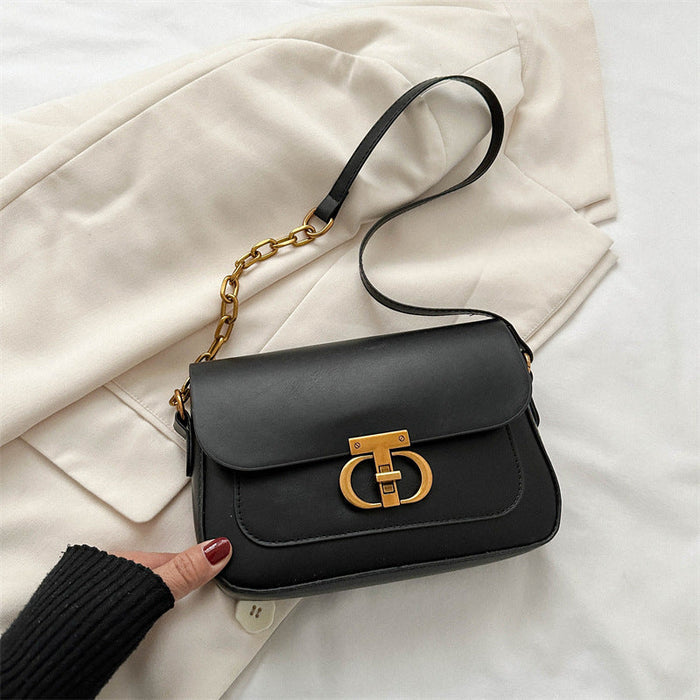 Lightweight women's shoulder bag – horizontal square design, PU leather, casual daily use