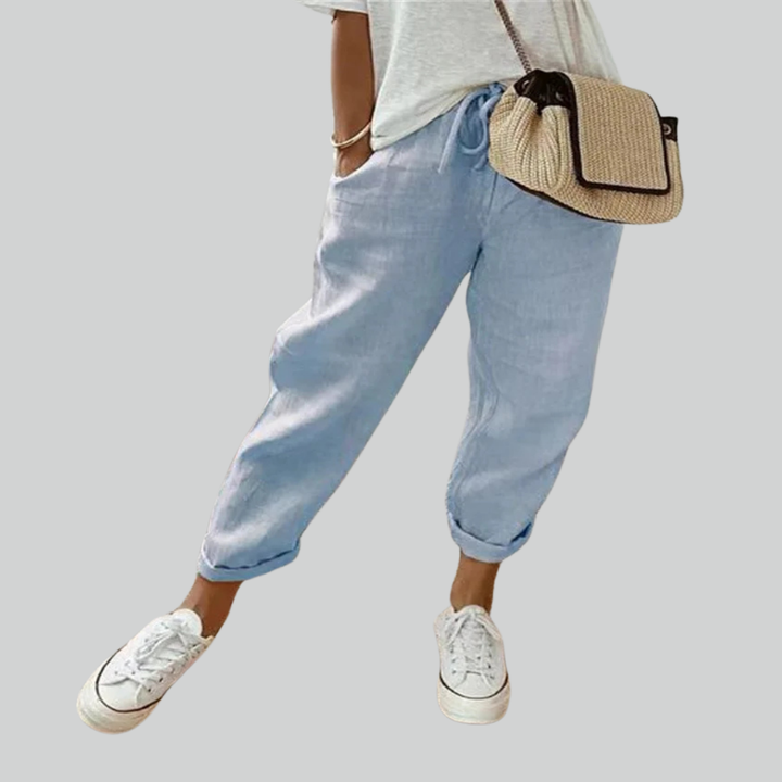 Autumn Cotton Linen Wide Leg Trousers - Casual High Waist Trousers for Women