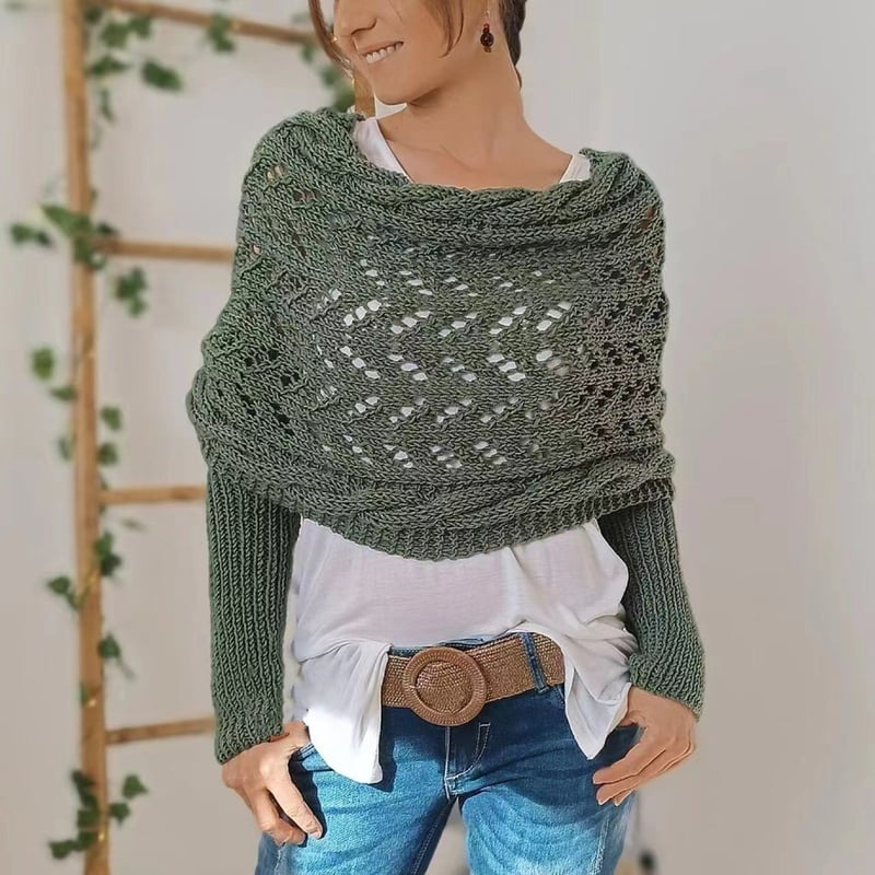 Soft Women’s Scarf - Openwork Rectangular, Knit, For Winter