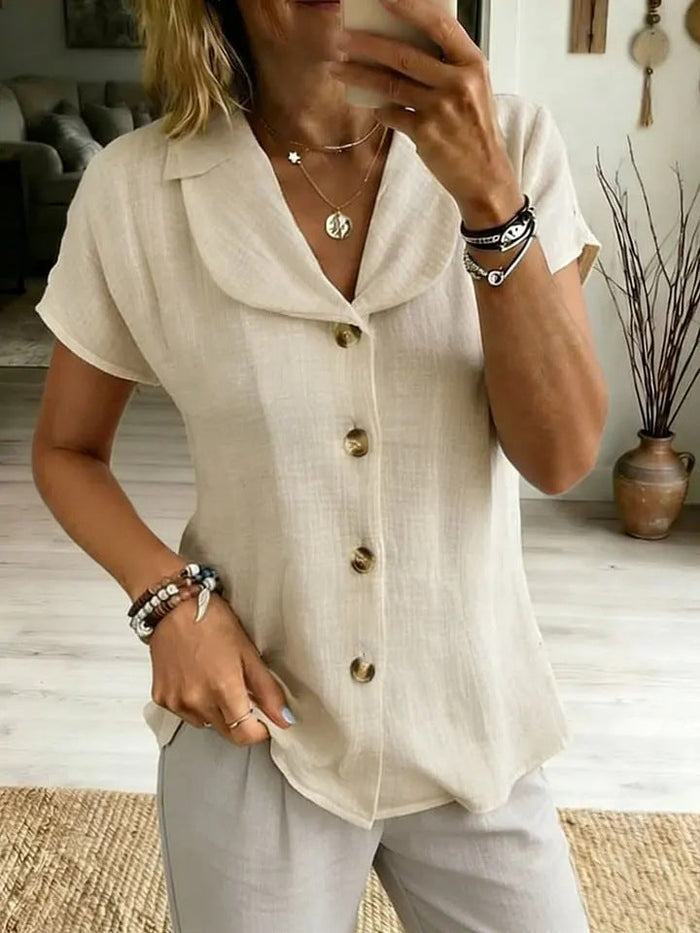 Soft women's button-down cardigan shirt - relaxed fit, polyester, for daily wear
