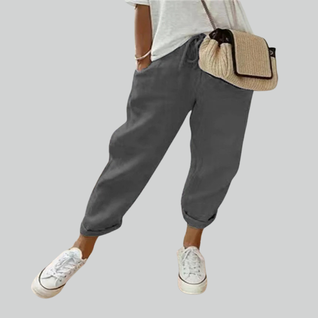 Autumn Cotton Linen Wide Leg Trousers - Casual High Waist Trousers for Women