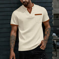 Breathable Men's T-Shirt – Large Plaid Pattern, colour-Blocking, Pullover, Polyester, Casual Wear