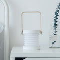 Foldable lantern night light with wooden handle
