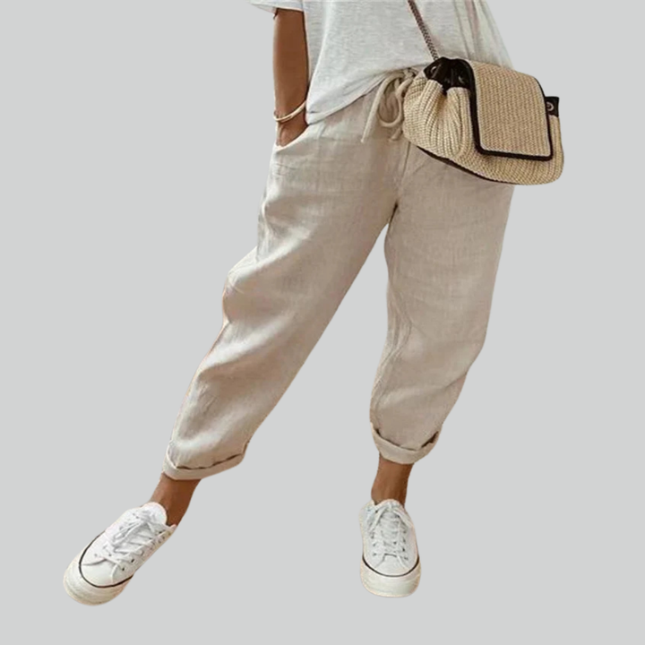 Autumn Cotton Linen Wide Leg Trousers - Casual High Waist Trousers for Women