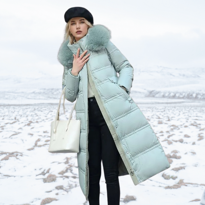 Insulating Women’s Puffer Coat - Quilted, Fur Trimmed