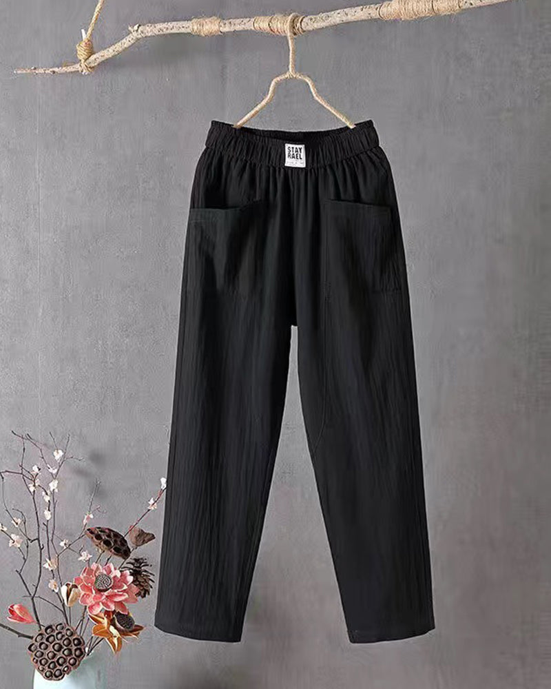Loose-Fitting White Linen Trousers for Women, Breathable Flax Trousers for All Occasions, Comfortable and Stylish