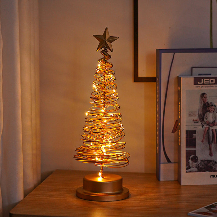 Plovena Metal LED Christmas tree table light with star