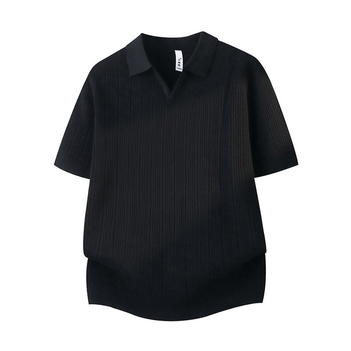 Fitted men's polo shirt - slim-fit short-sleeve ribbed knit polo, polyester, casual