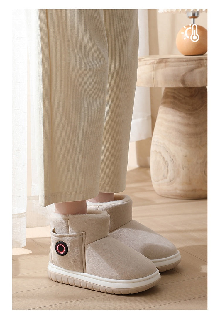 Plush heated indoor boots