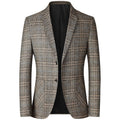 Lightweight men's blazer - two-button plaid-pattern, notched lapel, for spring and autumn office wear