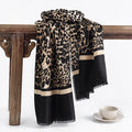 Lightweight Women’s Leopard Scarf - Fringed Knit, Soft