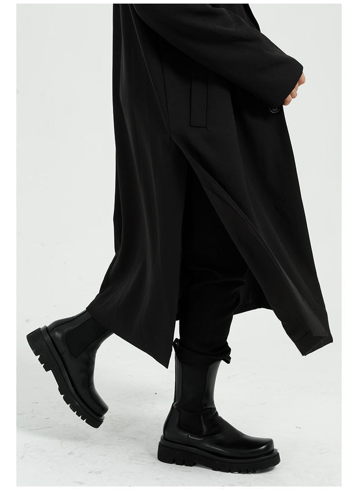 Lightweight Relaxed Men’s Overcoat - Long Polyester Spring