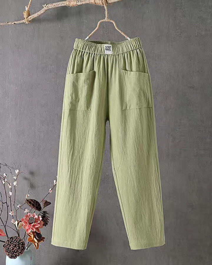 Loose-Fitting White Linen Trousers for Women, Breathable Flax Trousers for All Occasions, Comfortable and Stylish