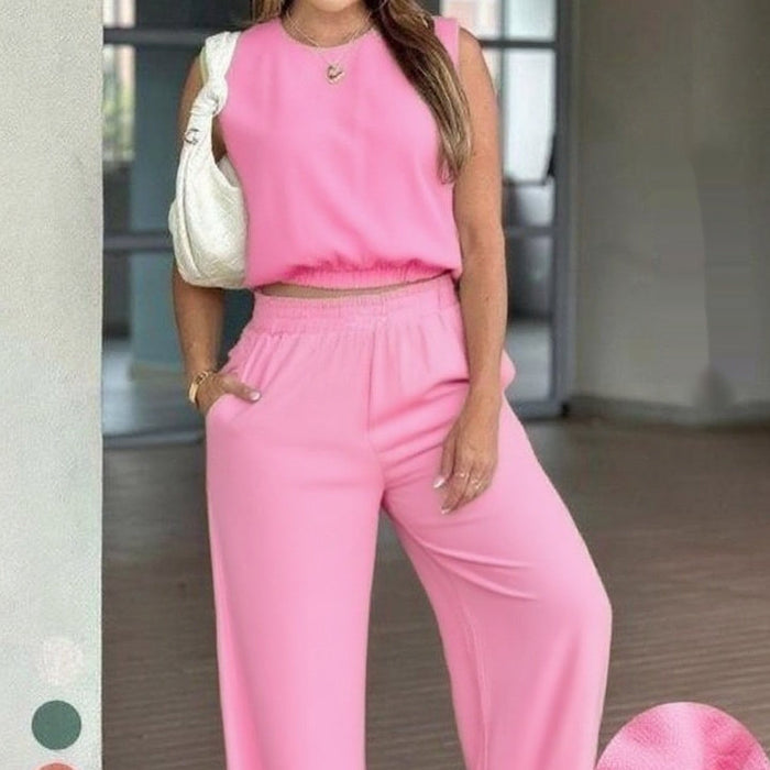 Breathable women's top and Trousers set - casual, 3D-relief pattern, soft fabric, daily wear