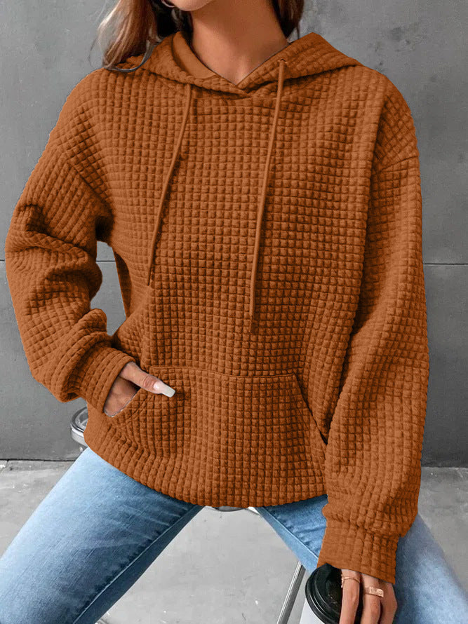 Soft Cozy Women’s Hoodie Jumper - Waffle Knit Layering
