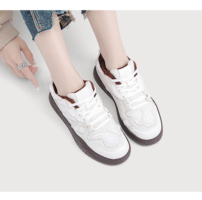 Lightweight women's Trainers - casual campus mid-cut, suede, lamb cashmere lining for daily wear