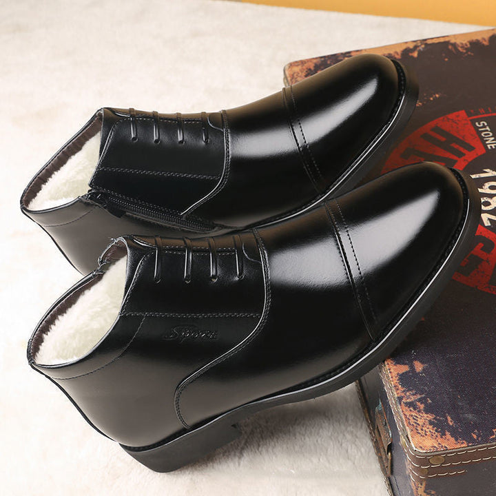 Warm Cozy Mens Ankle Boots - Cap Toe, PU Leather, Winter
