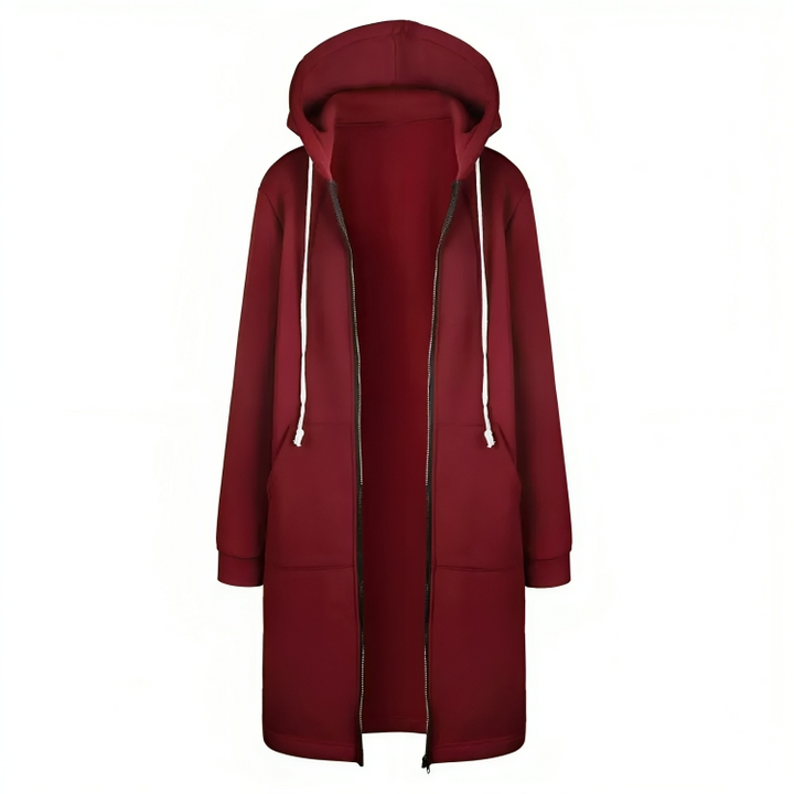 Soft Women Long Zip Hoodie - Relaxed Fit, Cotton Blend