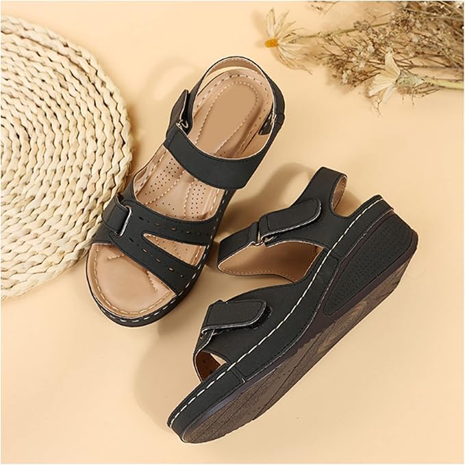 Women’s Orthopaedic Sandals – Lightweight, Breathable, Shock-Absorbing Gel Sole – Black, EU 44