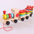 Wooden pull-along train with shape blocks