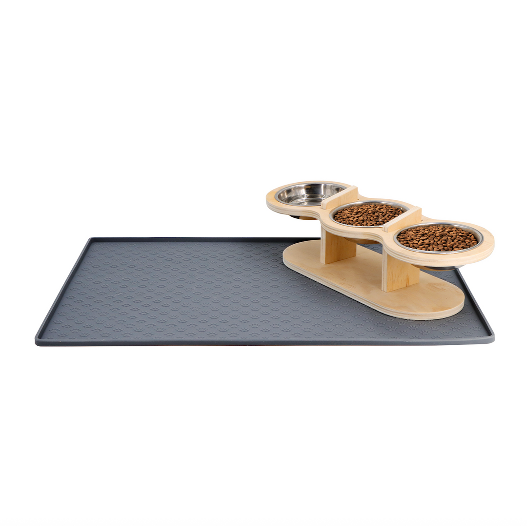 Elevated Dog Bowls With Wooden Stand Stainless Steel Dual Bowls Vet Recommended Fall 2025 Gift