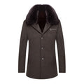 Warm Classic Men's Coat - Single-Breasted, Polyester