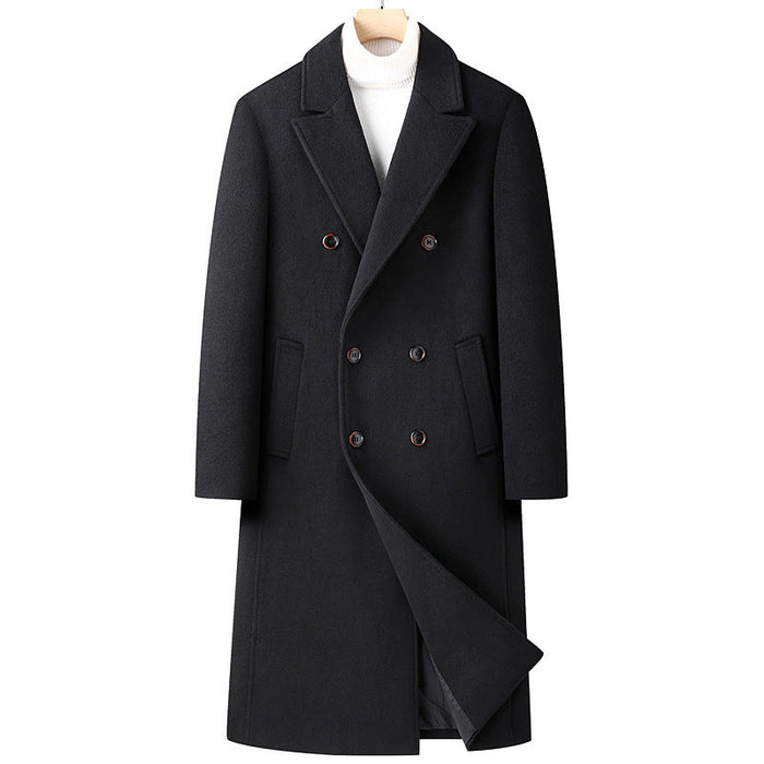Warm Structured Overknee Wool Coat - Double Breasted, Winter