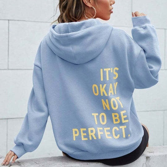 Oversized Women’s Hoodie - Relaxed Back Slogan Cotton Blend