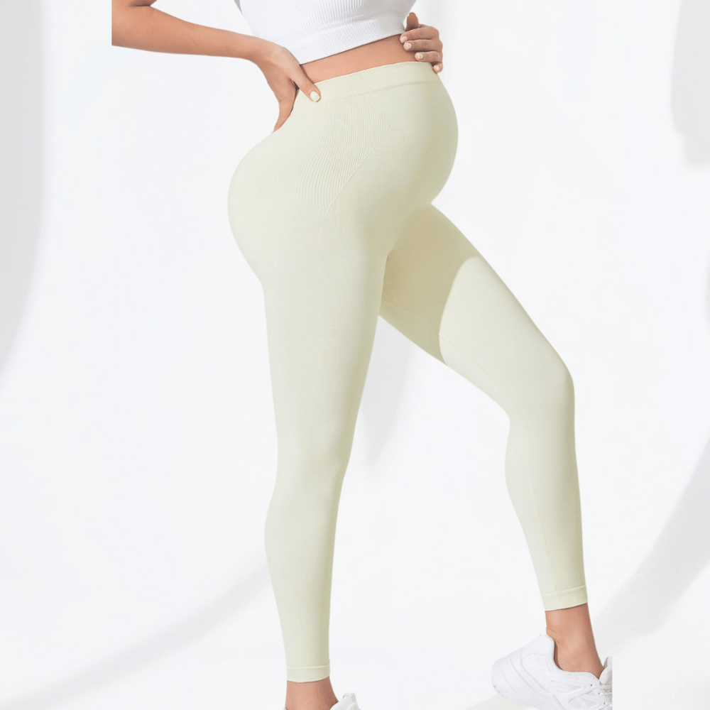 Comfortable Maternity Leggings with Supportive Stretch Belt for Pregnancy and Postpartum, Full-Length Yoga Trousers