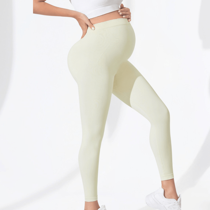 Comfortable Maternity Leggings with Supportive Stretch Belt for Pregnancy and Postpartum, Full-Length Yoga Trousers