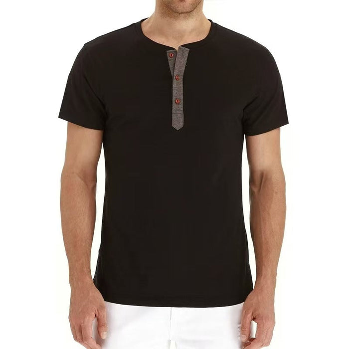 Soft Men's Henley Tee - Short-Sleeve, Button-Placket, Polyester, Everyday Casual Wear