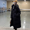 Insulating Women Long Puffer Coat - Relaxed Cotton Winter