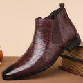 Supportive Men's Chelsea Boots - High Top Croc Leather